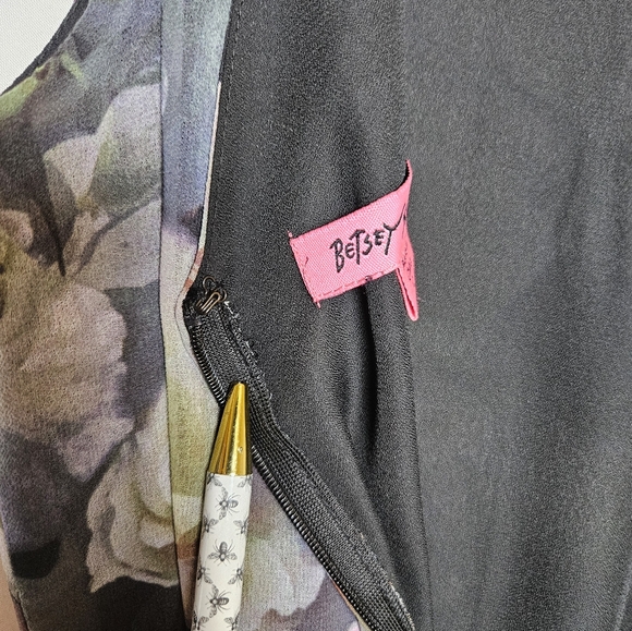 Betsey Johnson Floral Chiffon Midi Dress With Lace Trim Size 12 Style FC04W09M - Picture 5 of 13